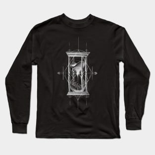 Classic Hour Glass with Sand and Ice with Geometrical Tattoo Design Long Sleeve T-Shirt